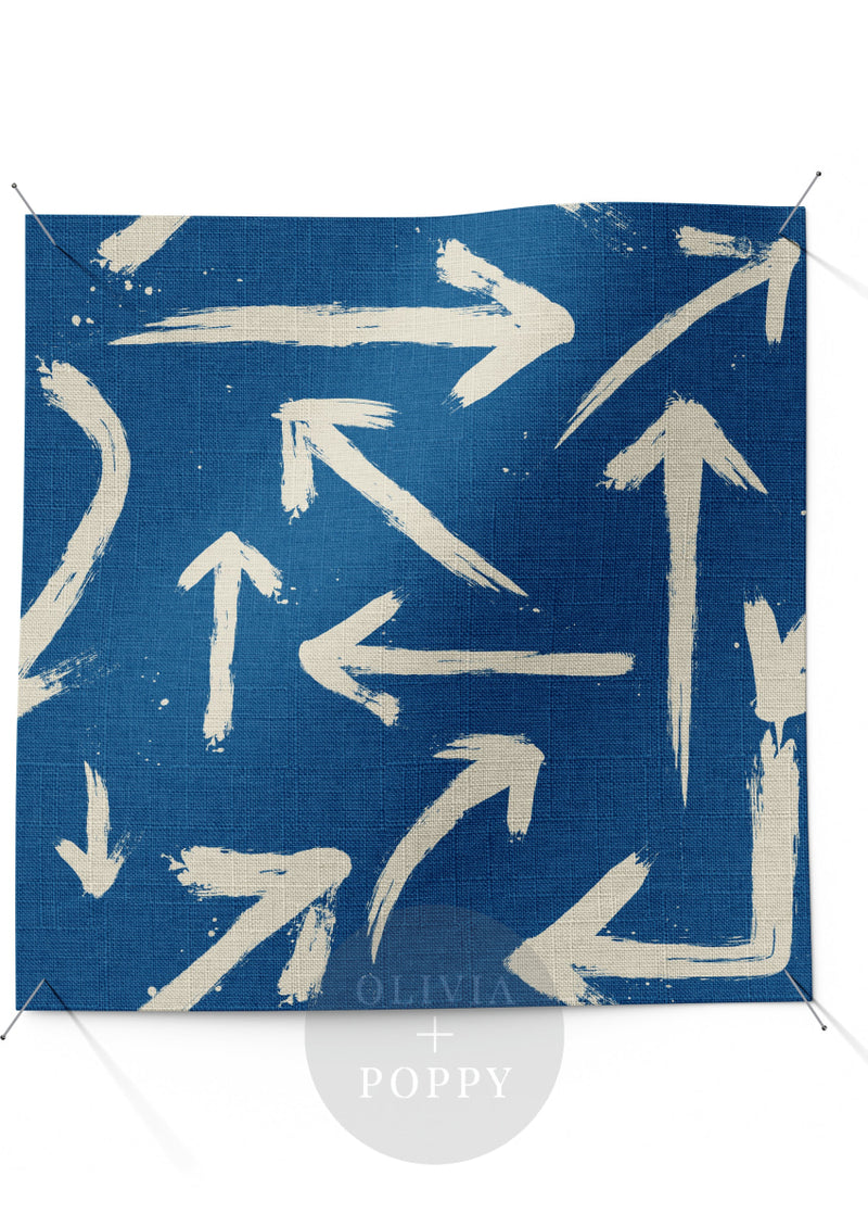 Arrows Fabric Porcelain + Classic Blue / Yard