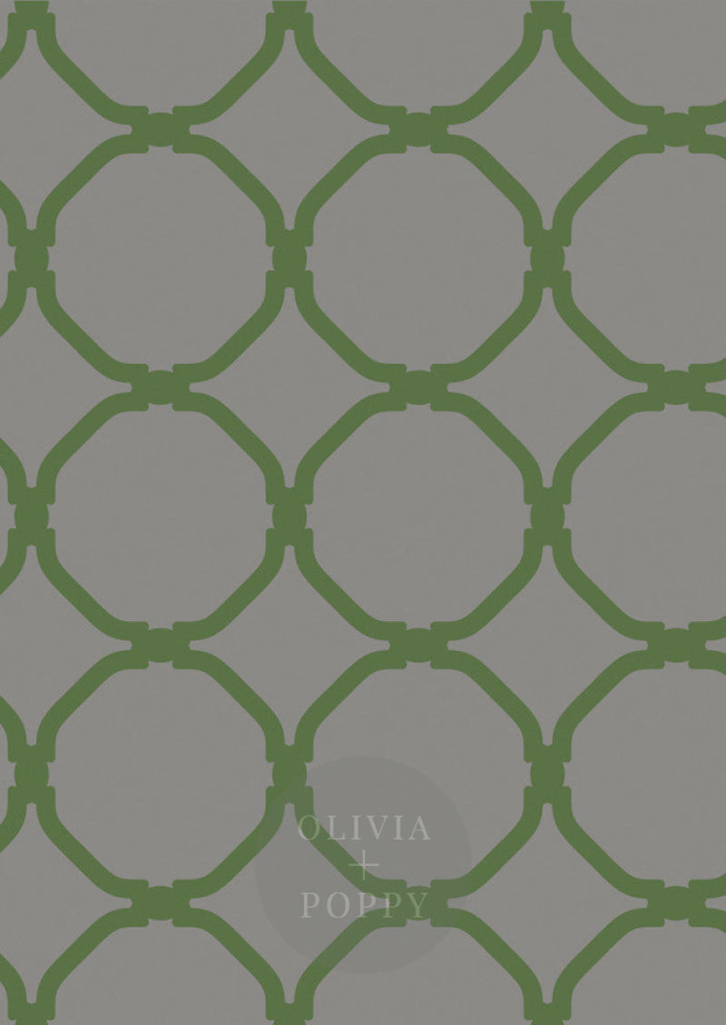 Chic Circles Wallpaper Paste The Wall (Traditional Vinyl) / Grey + Kale