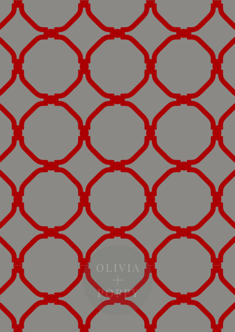 Chic Circles Wallpaper Paste The Wall (Traditional Vinyl) / Grey + Red