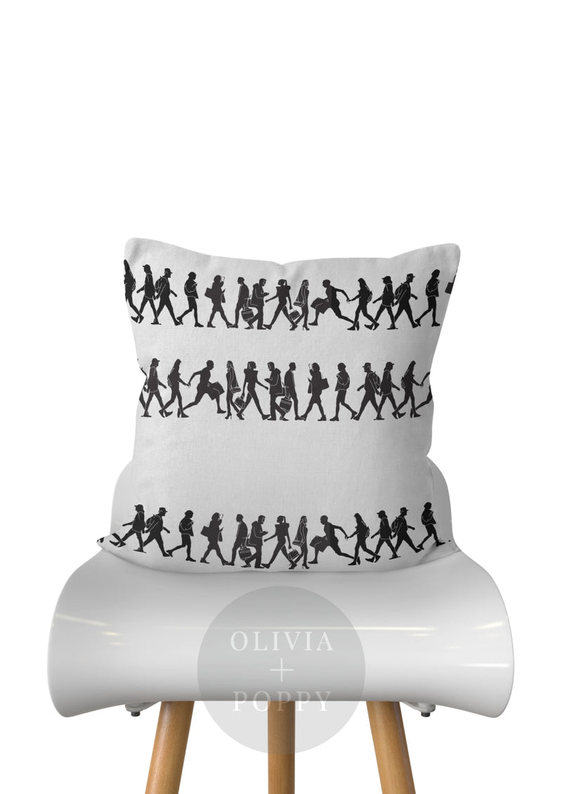 Downtown Pillow White + Black / 18 X 90% Feather 10% Down Insert Fabric