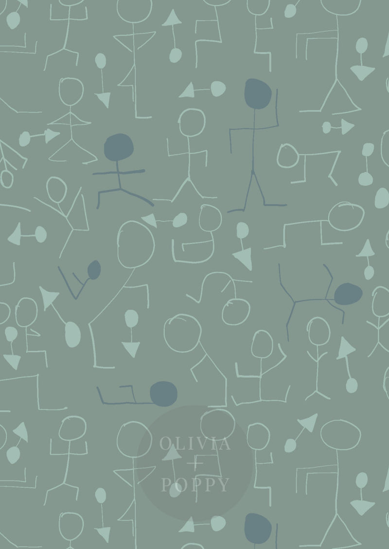 Find Your Center Sample Sage + Bluestone / Paste The Wall (Traditional Vinyl) Wallpaper