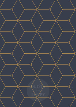 Geo Hex Wallpaper Sample Paste The Wall (Traditional Vinyl) / Navy + Gold