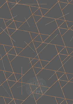 Geo Triangle Wallpaper Paste The Wall (Traditional Vinyl) / Grey + Rose Gold