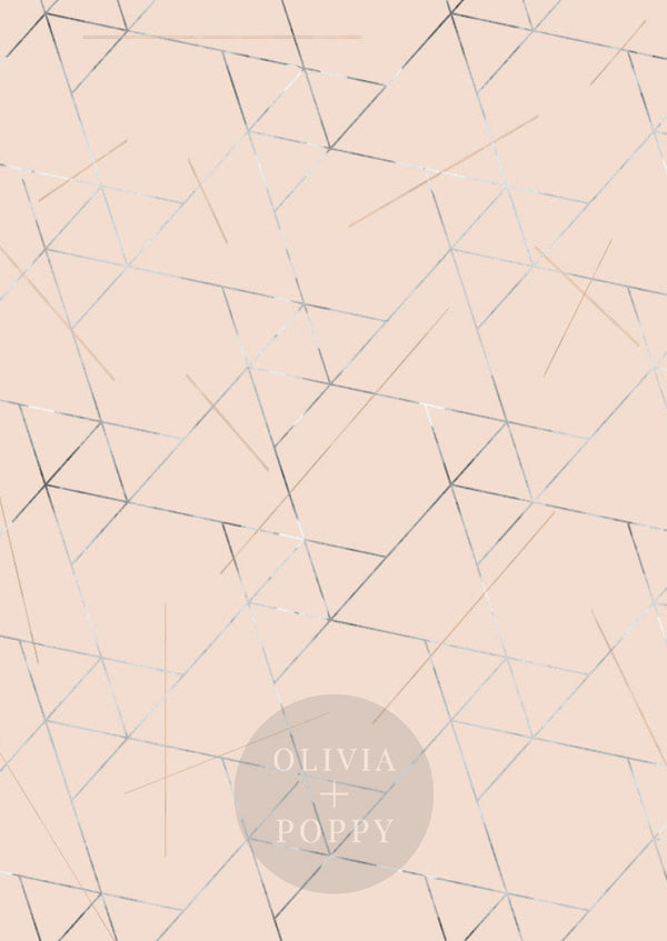 Geo Triangle Wallpaper Paste The Wall (Traditional Vinyl) / Rosé + Silver Leaf