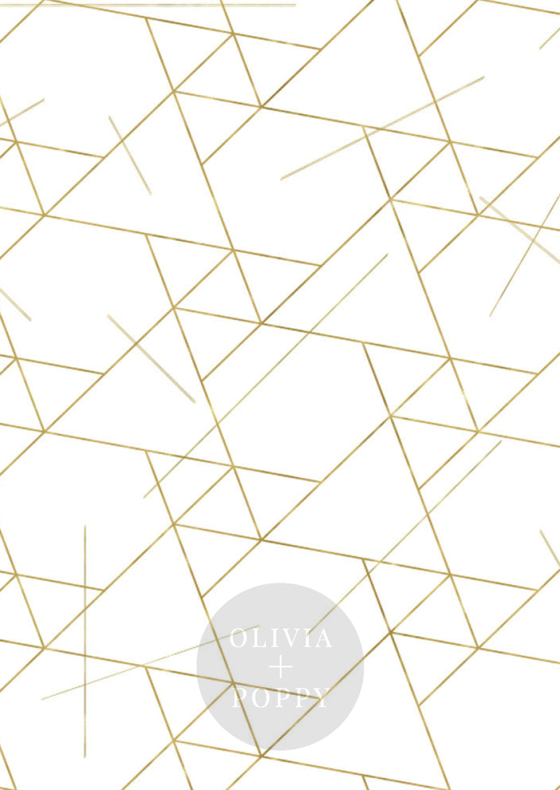 Geo Triangle Wallpaper Paste The Wall (Traditional Vinyl) / White + Gold