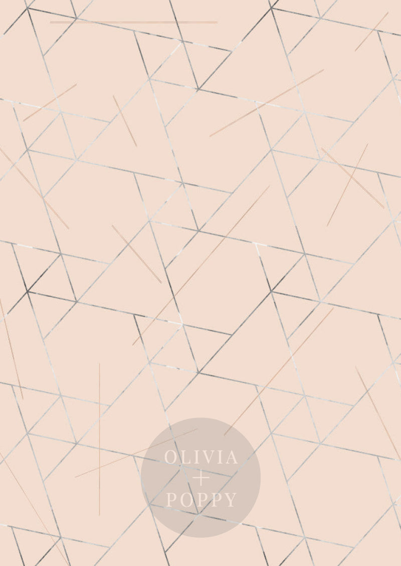 Geo Triangle Wallpaper Sample Paste The Wall (Traditional Vinyl) / Rosé + Silver Leaf