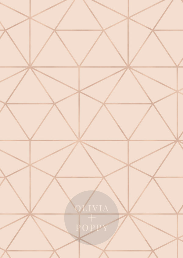 Graphic Quartz Wallpaper Paste The Wall (Traditional Vinyl) / Rosé + Rose Gold