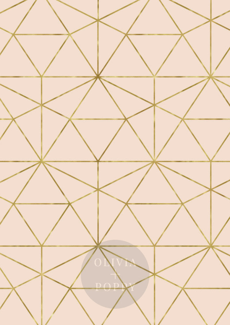 Graphic Quartz Wallpaper Paste The Wall (Traditional Vinyl) / Rosé + Metallic Gold