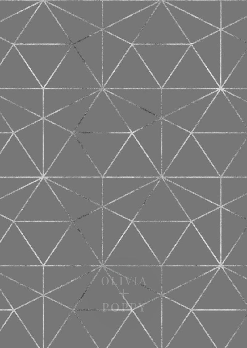 Graphic Quartz Wallpaper Sample Paste The Wall (Traditional Vinyl) / Grey + Silver Leaf
