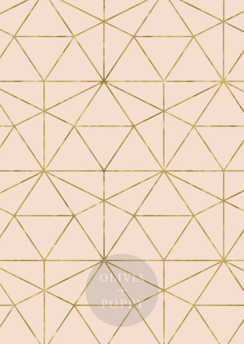 Graphic Quartz Wallpaper Sample Paste The Wall (Traditional Vinyl) / Rosé + Metallic Gold