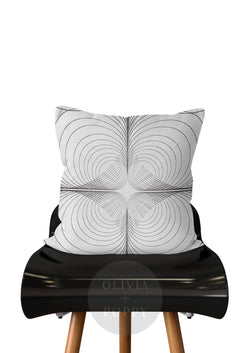 Janis Pillow White + Black / 18 X 90% Feather 10% Down Insert Fabric