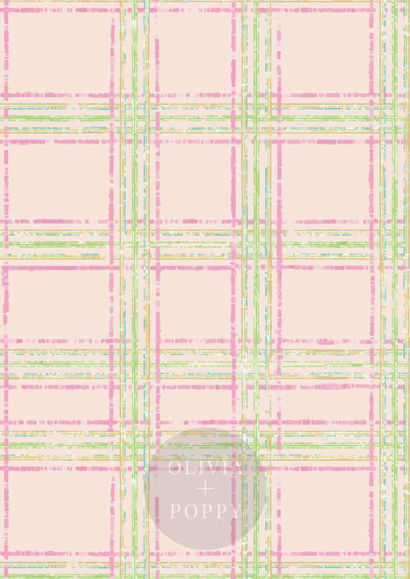 Mad About Plaid Paste The Wall (Traditional Vinyl) / Light Pink Wallpaper