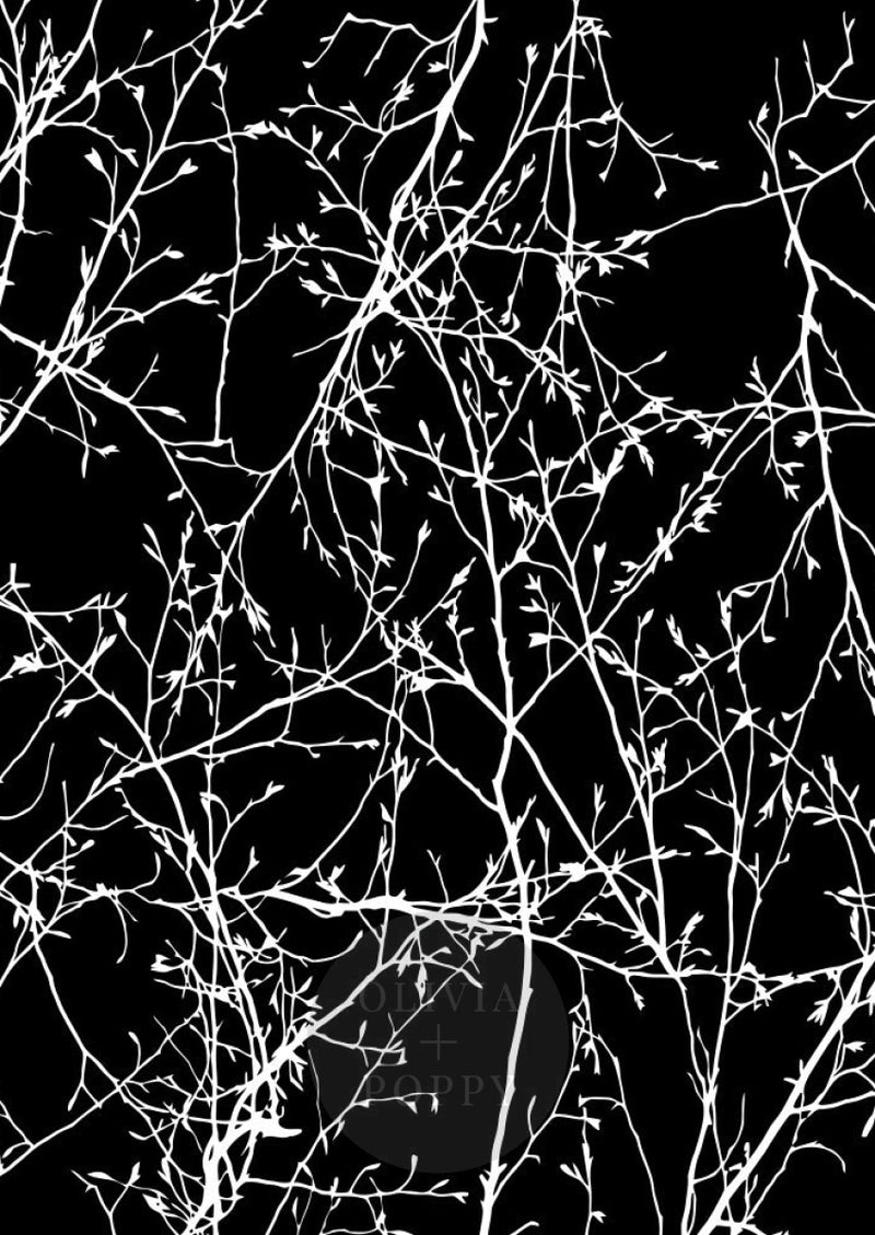 Metallic Branch Entanglement Wallpaper Paste The Wall (Traditional) / Black Lacquer+ White