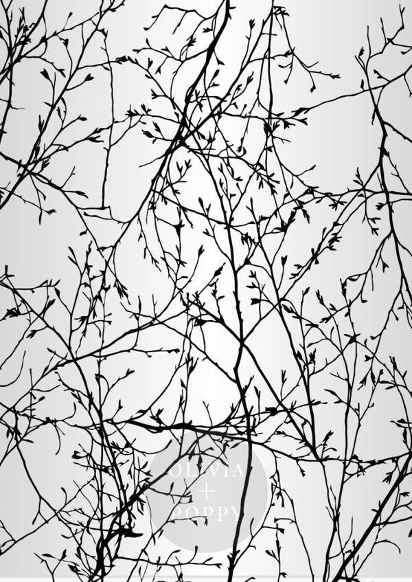Metallic Branch Entanglement Wallpaper Paste The Wall (Traditional) / Pearl + Black