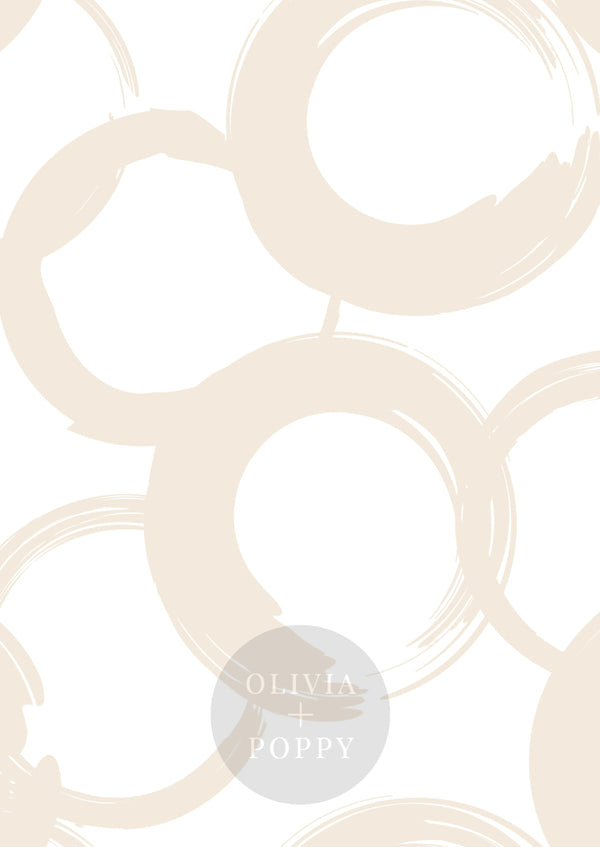Perfect Circle Brushstroke Wallpaper Paste The Wall (Traditional Vinyl) / Nude + White