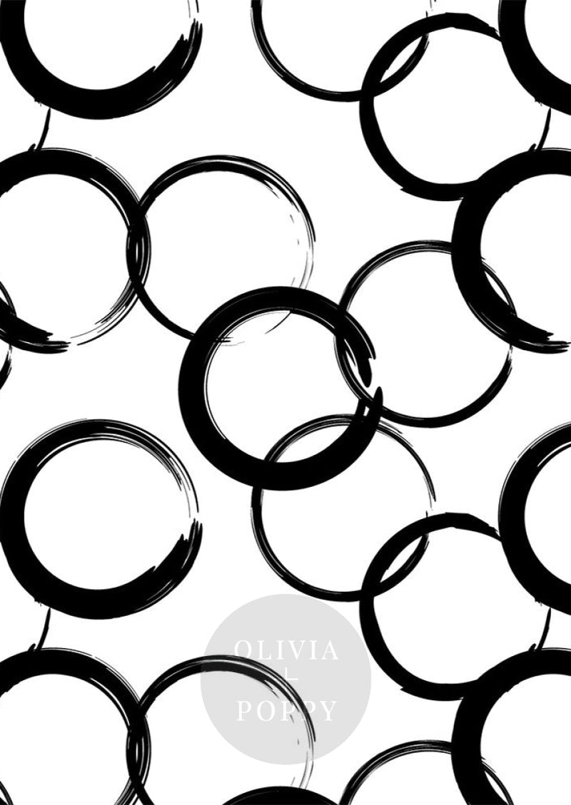 Perfect Circle Brushstroke Wallpaper Paste The Wall (Traditional Vinyl) / White + Black