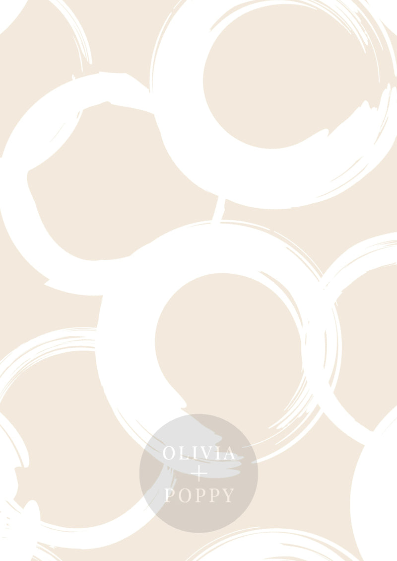 Perfect Circle Brushstroke Wallpaper Paste The Wall (Traditional Vinyl) / White + Nude