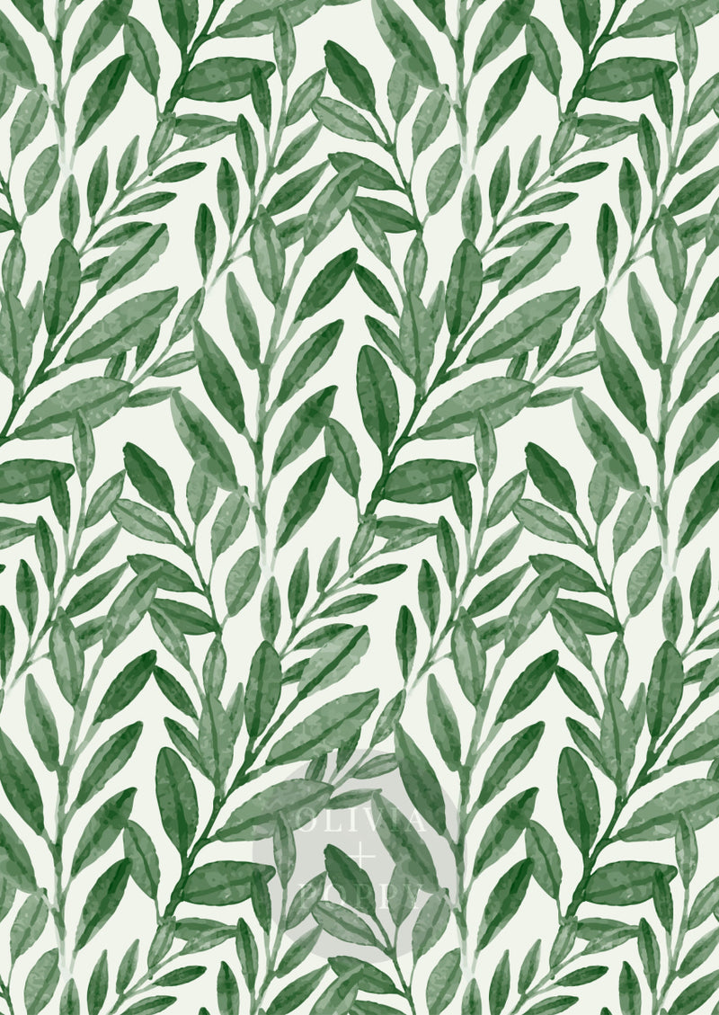 Reef Watercolor Wallpaper Paste The Wall (Traditional Vinyl) / Forest + Pale Green