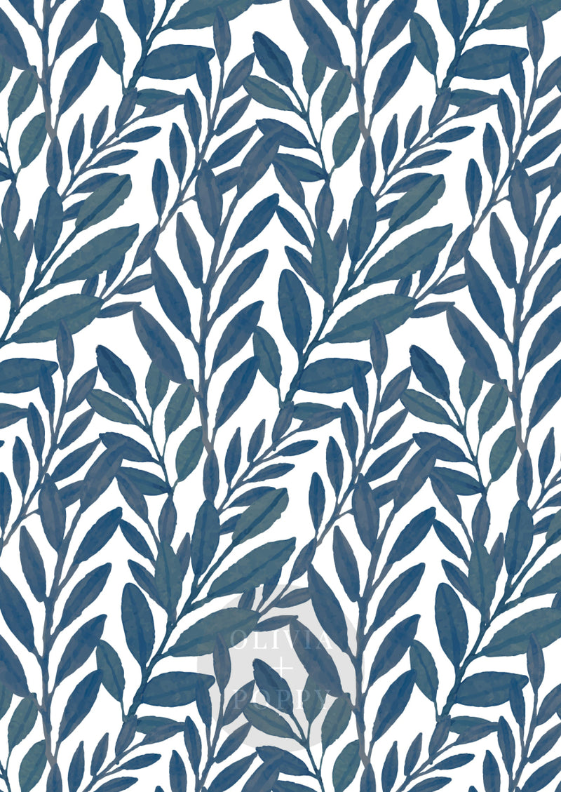 Reef Watercolor Wallpaper Paste The Wall (Traditional Vinyl) / Navy + White