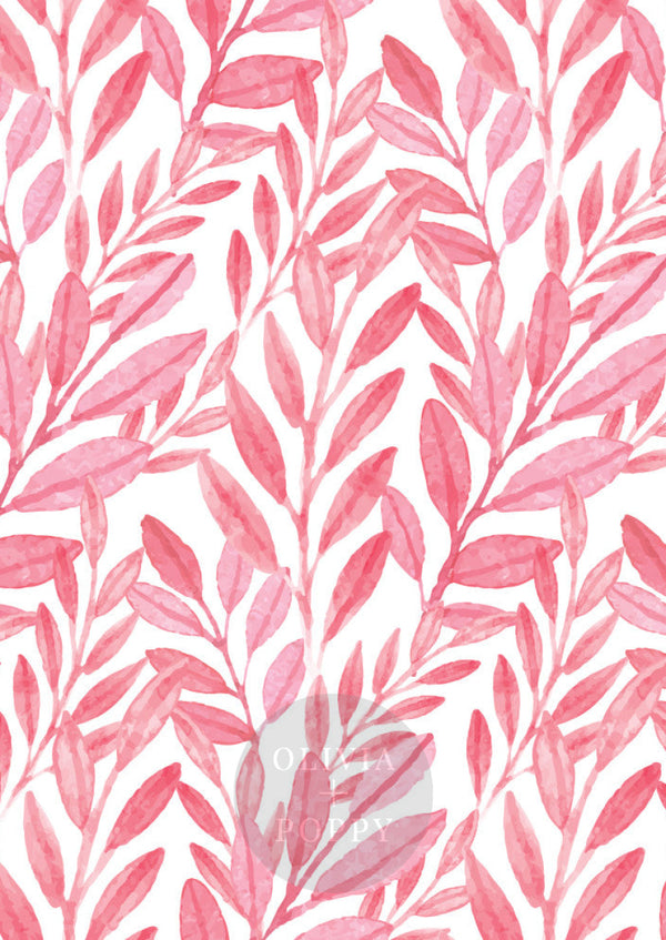 Reef Watercolor Wallpaper Paste The Wall (Traditional Vinyl) / Pink + White