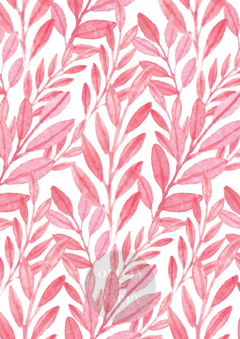 Reef Watercolor Wallpaper Paste The Wall (Traditional Vinyl) / Pink + White