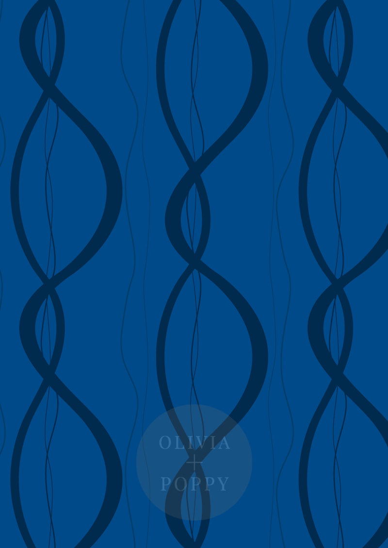 Ribbons + Chains Paste The Wall (Traditional Vinyl) / Blue Navy Wallpaper