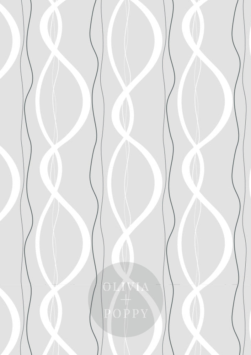 Ribbons + Chains Paste The Wall (Traditional Vinyl) / Grey White Black Wallpaper