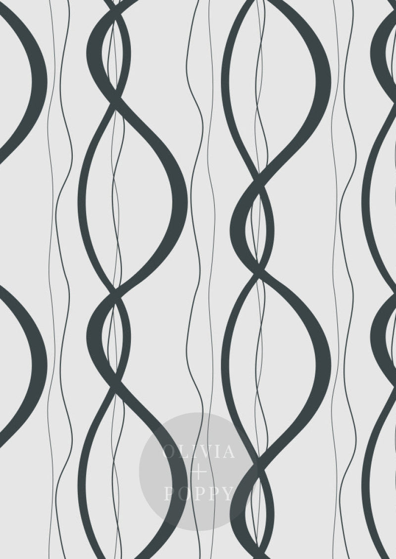 Ribbons + Chains Sample Paste The Wall (Traditional Vinyl) / Black Grey Wallpaper