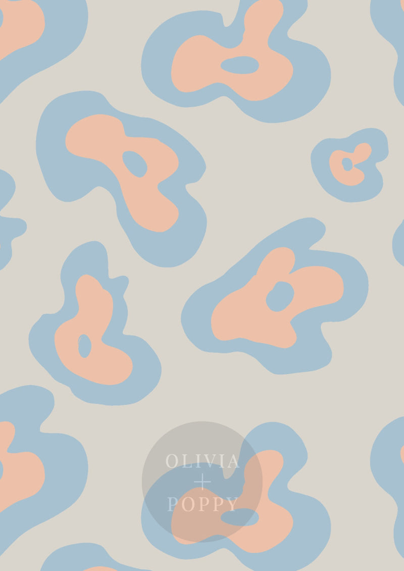 Spot On Sky Blue + Apricot / Paste The Wall (Traditional Vinyl) Wallpaper
