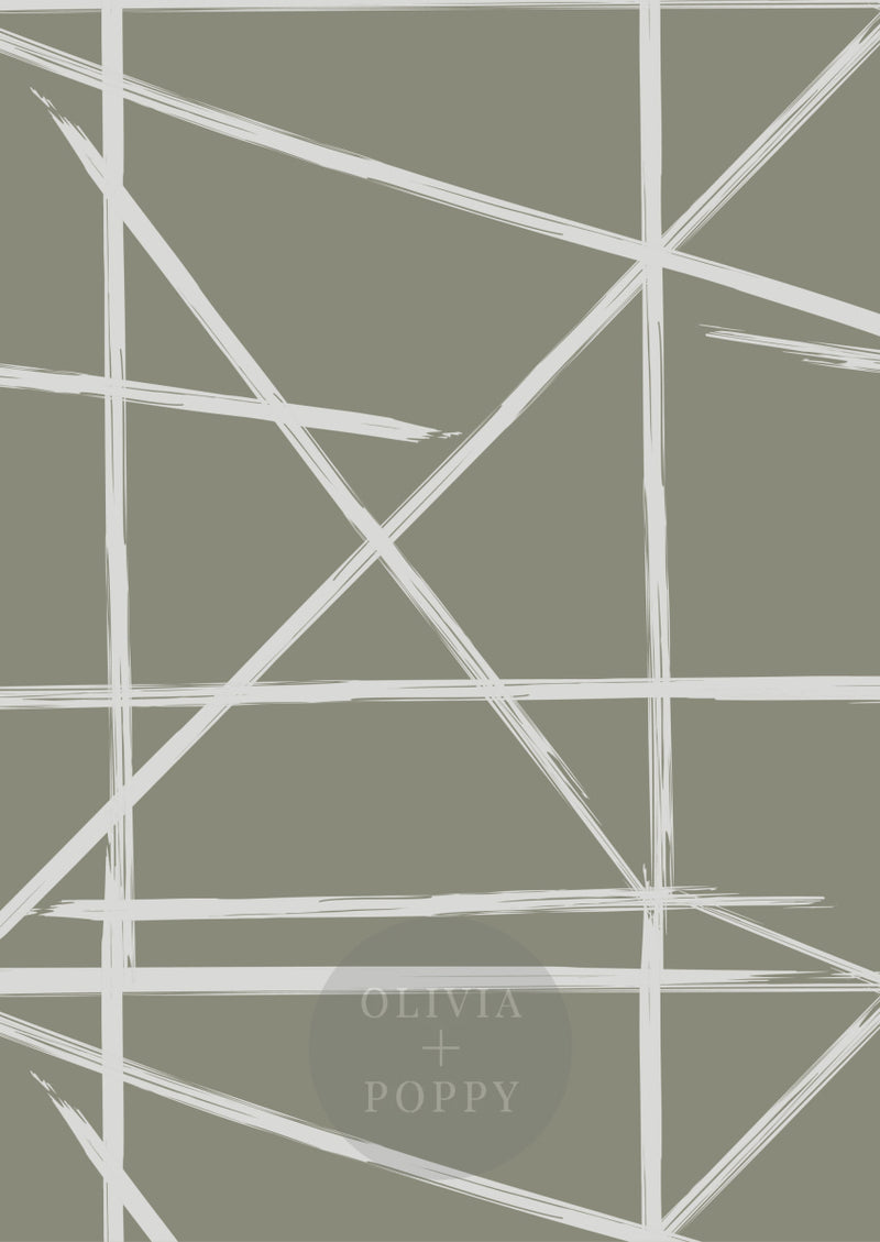 Square + Lines Wallpaper Paste The Wall (Traditional Vinyl) / Olive Cool Grey