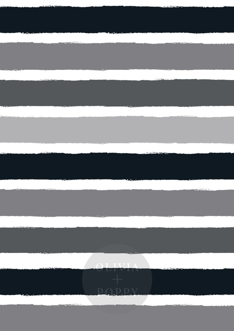Tattered Stripes Paste The Wall (Traditional Vinyl) / Horizontal Greys Wallpaper