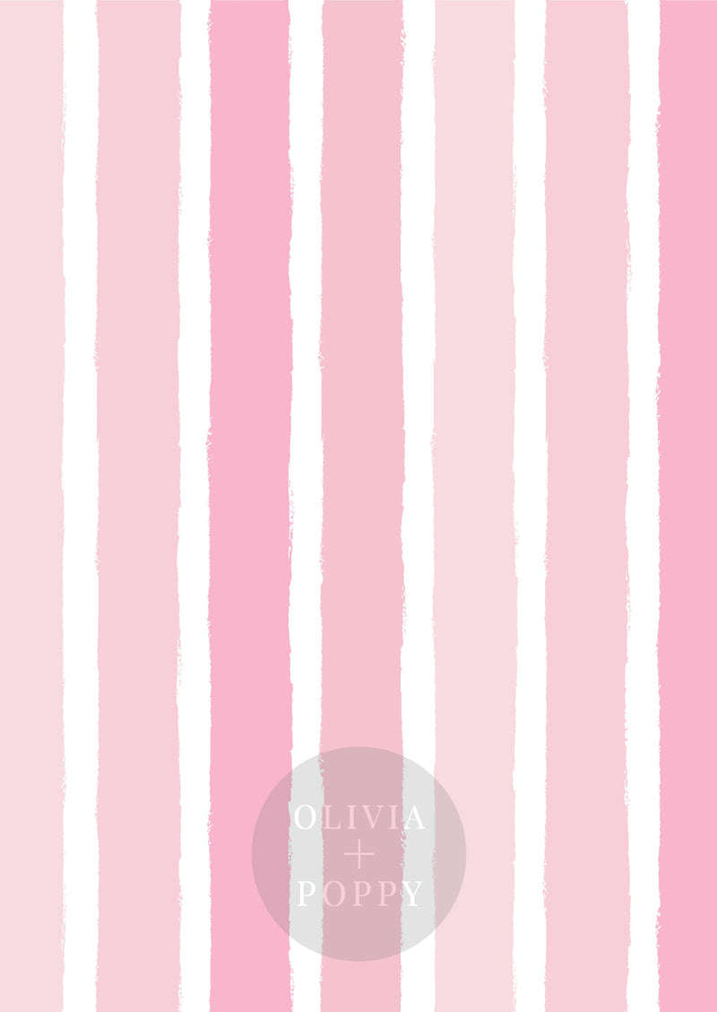 Tattered Stripes Paste The Wall (Traditional Vinyl) / Vertical Baby Pink Wallpaper