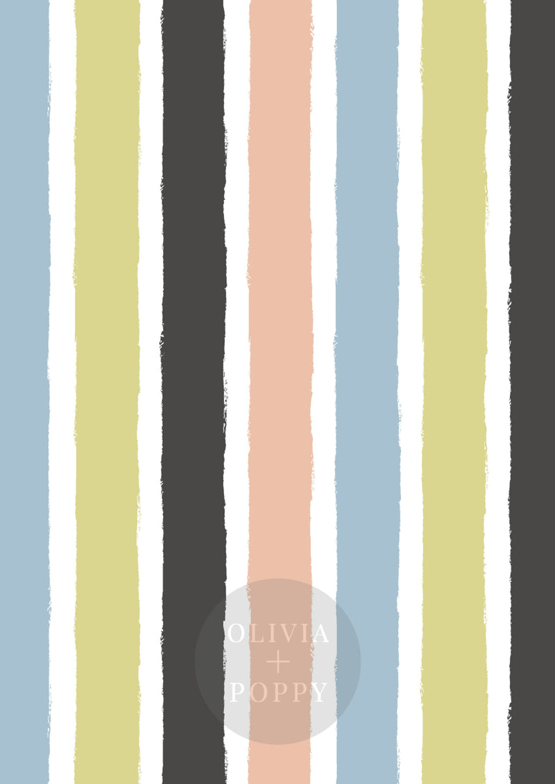 Tattered Stripes Paste The Wall (Traditional Vinyl) / Vertical Contemporary Cabana Wallpaper