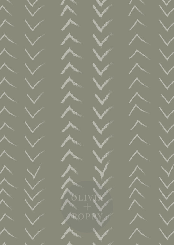 Thunderbird Tracks Wallpaper Paste The Wall (Traditional Vinyl) / Sage + Grey