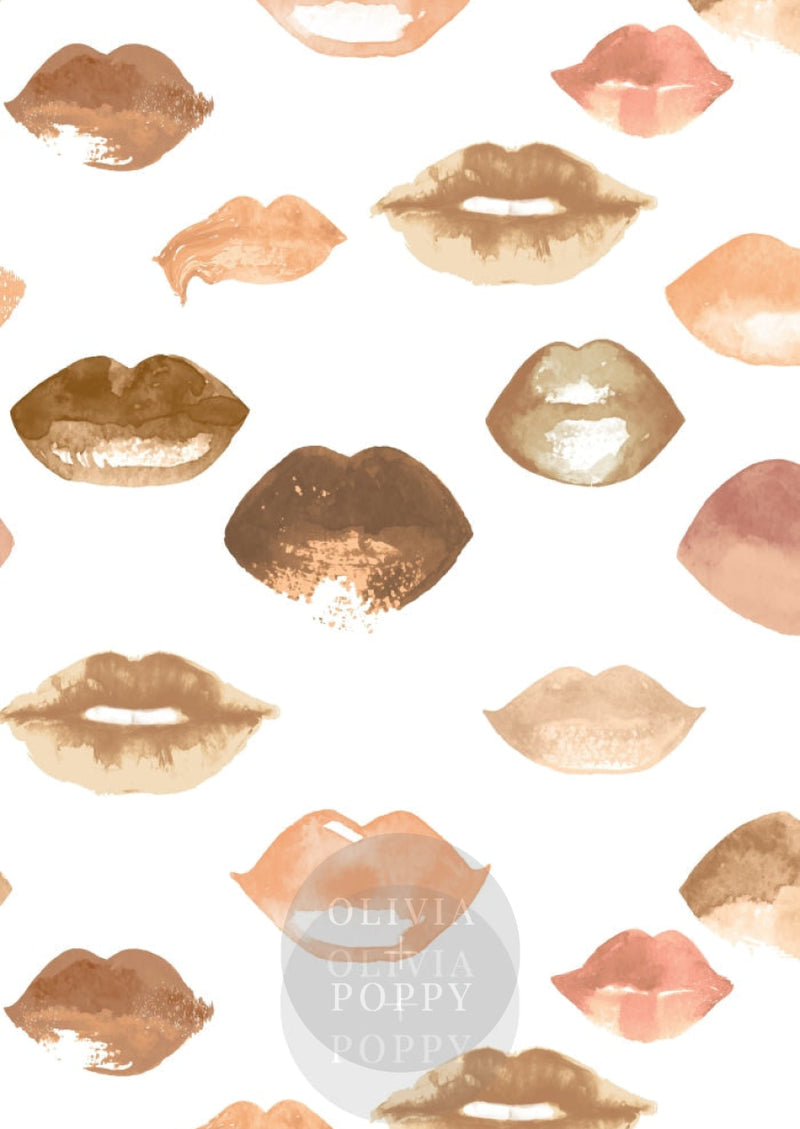 Watercolor Lips Wallpaper Sample Paste The Wall (Traditional Vinyl) / White + Nude