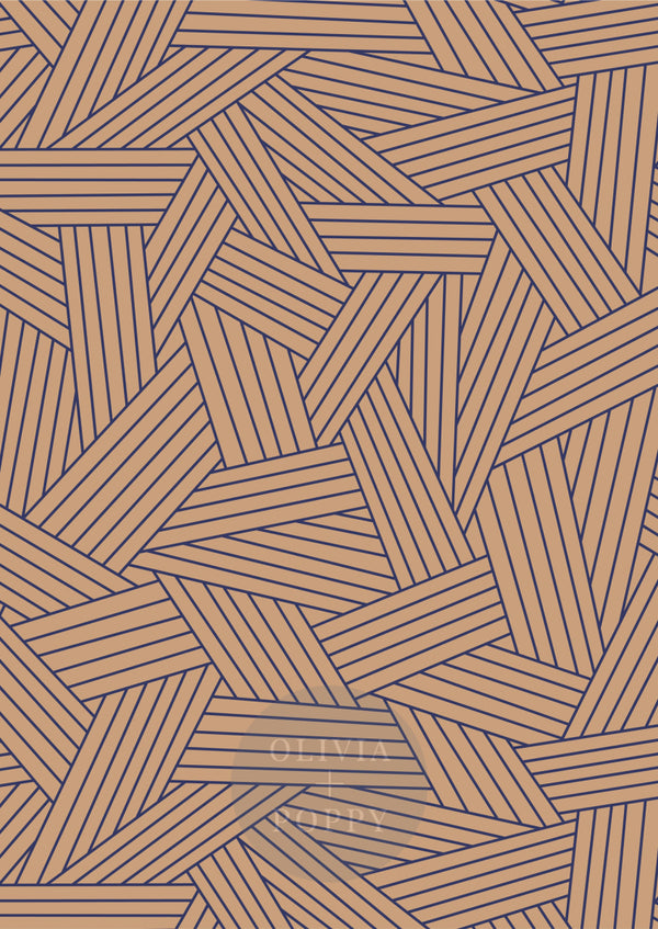 Woven Planks Sample Paste The Wall (Traditional Vinyl) / Desert Sand + Royal Blue Wallpaper