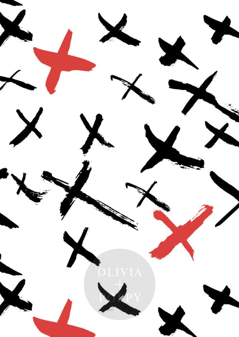 X Marks The Spot Paste The Wall (Traditional Vinyl) / Red Accent Wallpaper